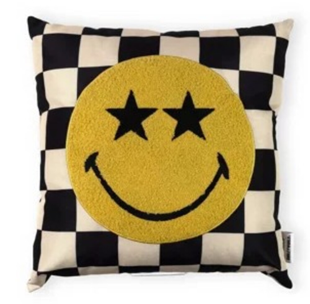 Yoobi SmileyWorld Throw Pillow with Black and White Design 16x16